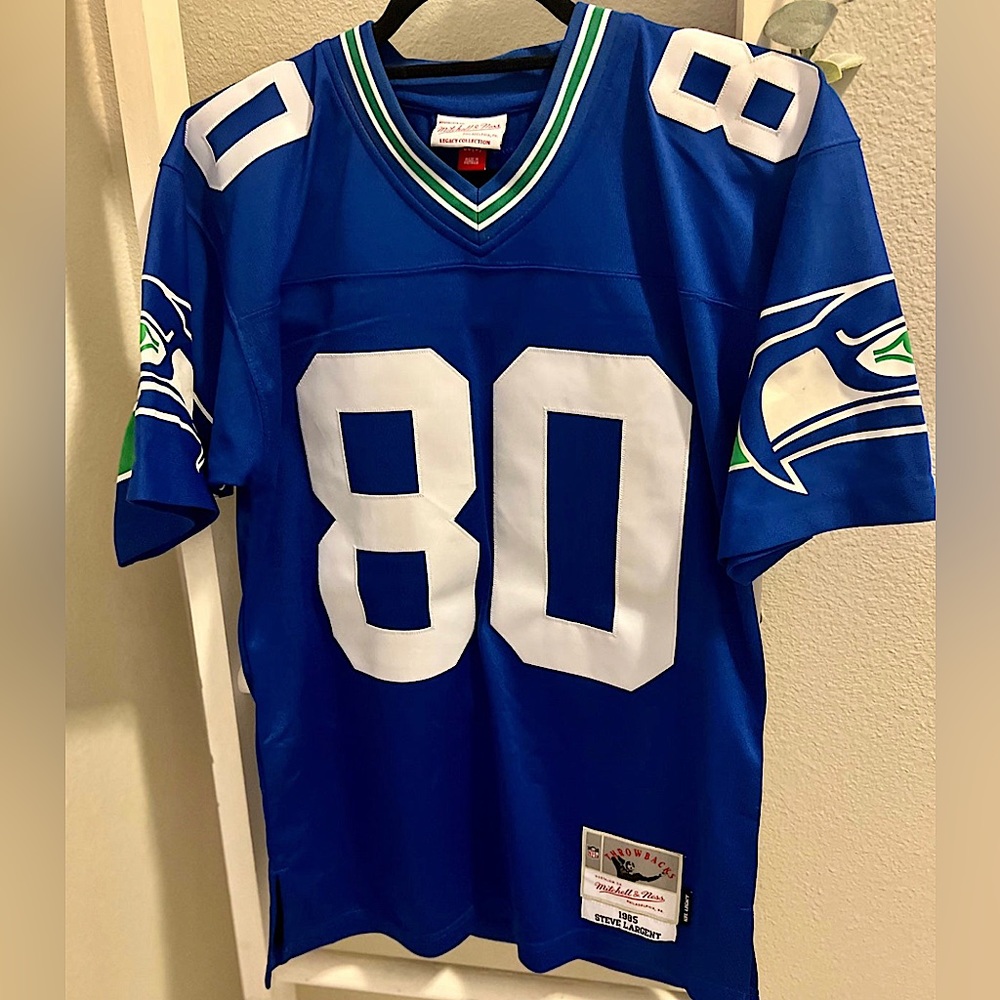 Seattle Seahawks Mitchell & Ness 1985 Steve Largent Jersey Royal/White/Green